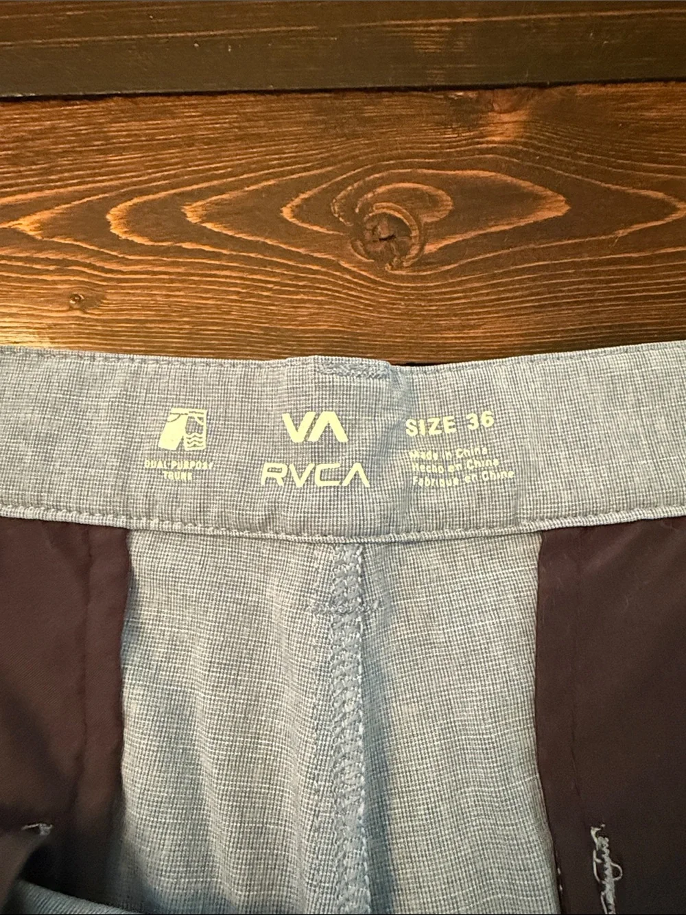 RVCA Men’s Chambray Light Blue Flat Front Shorts